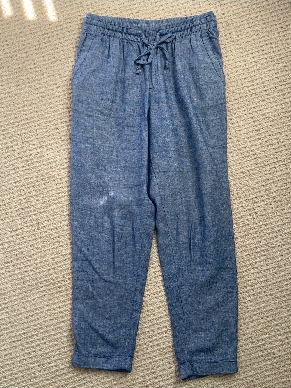 Old Navy Women’s Drawstring Linen Pants in Denim Blue